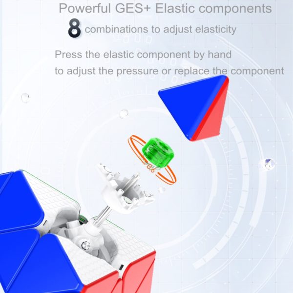 a colorful cube with a white and blue cube