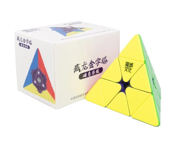 a pyraminx cubes with different colors and shapes