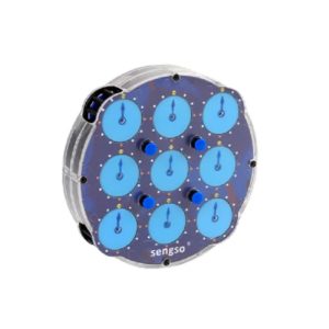 a circular object with blue circles